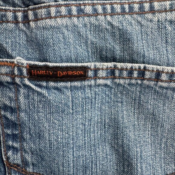 Harley-Davidson Mens Genuine MotorClothes Blue Denim Jeans Size 34x33 Straight - Picture 6 of 10